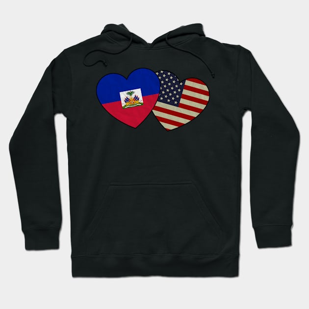 Haitian American Couple Heart Love Flag Valentines Day Hoodie by snnt